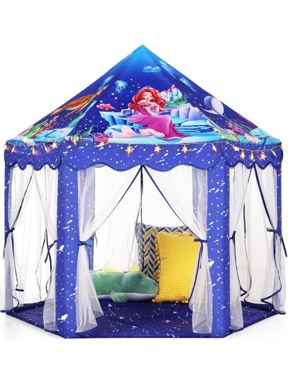 Kids Mermaid Play Tent with Star Light Toy Indoor and Outdoor Games 55'' x 53''